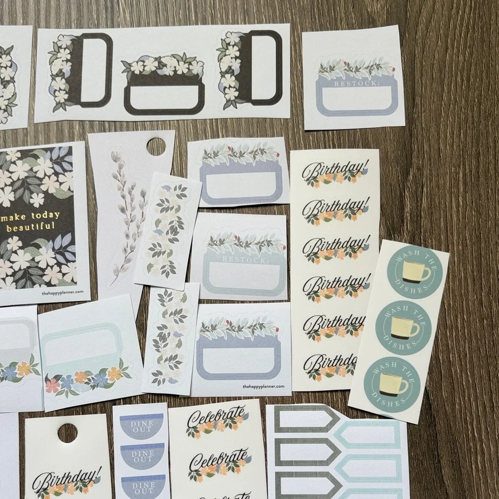 ❤️$5 Blue Hue Florals Not So Mystery Happy Planner Sticker Set